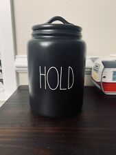 NEW Rae Dunn Black Matte “HOLD” Large Jar Canister