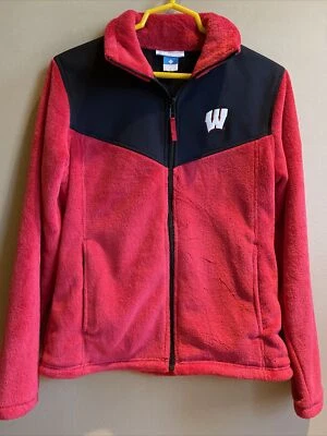 Columbia  University Wisconsin Badger zipper  Jacket women’s Size Med Red/Black - Image 1 of 4