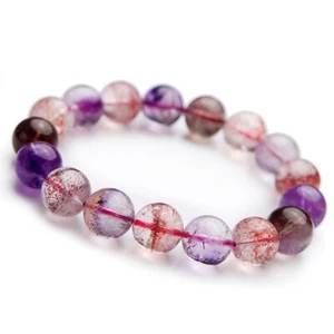Natural Super Seven 7 Lepidocrocite Melody Stone Beads Bracelet 13mm AAAA - Picture 1 of 4