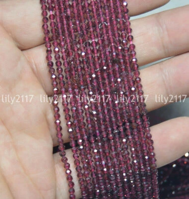 Venta al por mayor Cuentas sueltas redondas de piedras preciosas granate rojo oscuro facetadas naturales de 2 mm 15,5" Foto 1 de 4