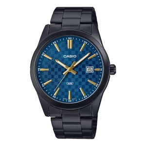 Casio MTP-VD03B-2A Men's Standard Black IP Stainless Steel Blue Dial Watch - Picture 1 of 2
