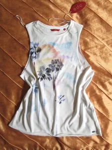 EDC BY ESPRIT OVERSIZE TUNIKA TOP SHIRT WEISS WHITE MIT PALMEN PRINT M, 38 NEU - Bild 1 von 1