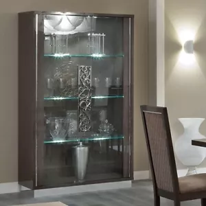 Platinum Silver Birch Glamour 2 Door Italian Display Cabinet with LED lights - Picture 1 of 3