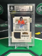 2021 Panini Contenders Rookie Ticket Swatch Auto Variation Justin Fields BGS 8