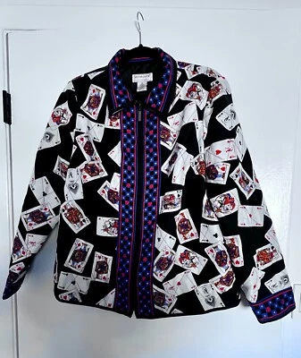 Vintage Victor Costa Quilted 100% Silk Playing Cards Jacket / Poker / Medium - Image 1 of 4