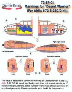 Lifelike Decals 1/72 NORTH AMERICAN B-25 MITCHELL "DESERT WARRIOR" Special Set! - Picture 1 of 2