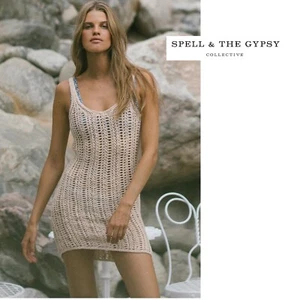 NEW Spell & Gypsy Collective Saskia Knit Mini Dress in Honey Size Large - Picture 1 of 12