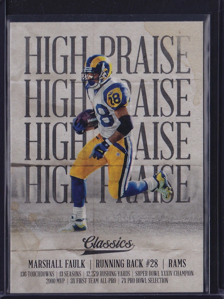 2018 PANINI CLASSICS HIGH PRAISE INSERT MARSHALL FAULK #12 RAMS COLTS AZTECS HOF - Image 1 of 1