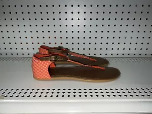 Keds Womens Ankle Strap Thong Sandals Slides Flip Flops Size 8 Orange Polka Dot - Picture 1 of 6