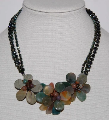 ЭЛЕГАНТНЫЙ NAKAMOL МНОГОЦВЕТНЫЙ ТВЕРДЫЙ КАМЕНЬ ЦВЕТЫ И БУСИНЫ ЗАЯВЛЕНИЕ КОЛЬЕ ОЖЕРЕЛЬЕ - Изображение 1 из 4