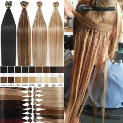 Nano Ring Remy 100% Human Hair Extensions Micro Loop Beads Link Tip 200G Thick - Image 1 of 4