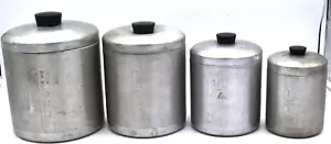 Set 4 Bidoni Nidificazione Merce Alluminio MCM Vintage CAFFÈ TÈ FARINA ZUCCHERO - Foto 1 di 2