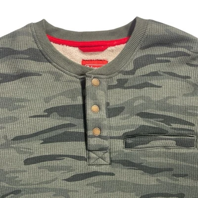 Camisa Pullover Coleman Thermal Henley Para Hombre XL Verde Camuflaje Forrada de Vellón 1/4 A Presión Foto 1 de 4