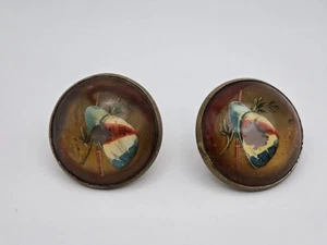 Antike Reiter gewölbte Glas Pferd Trense Rosettenknöpfe SCHÖN! - Bild 1 von 10