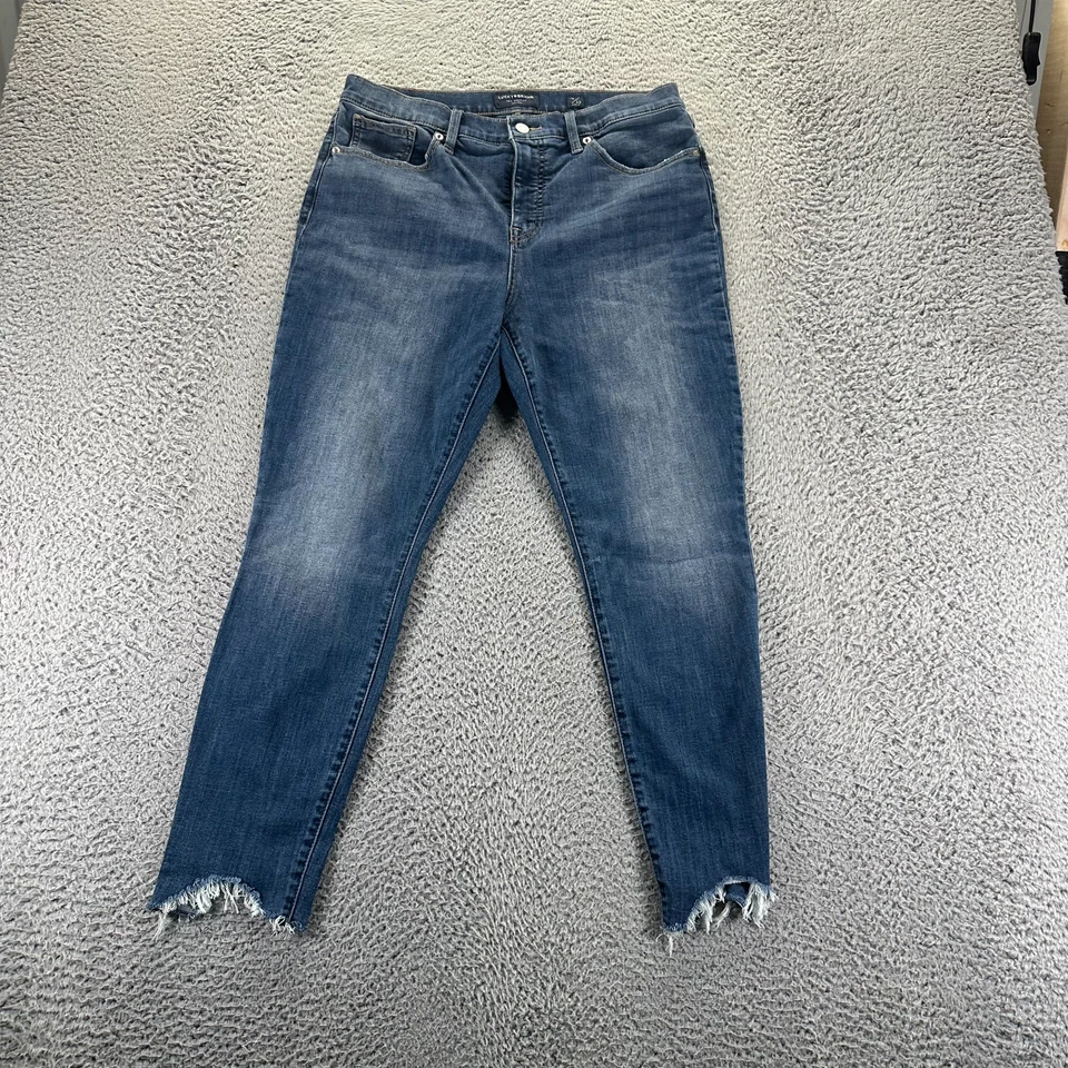 Lucky Brand Ava Jeans Women's 14 Blue Denim Cotton Ankle Mid Rise Skinny Faded - Image 1 of 4