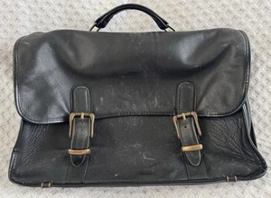 Maletín grande de cuero negro Mitchell vintage bolso mensajero *LEER falta correa - Imagen 1 de 20