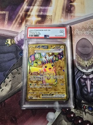 2024 Surging Sparks PIKACHU EX 247/191 HYPER RARE TCG HOLO GRADED PSA 9 - Image 1 of 4