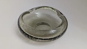VTG Ashtray Smoky Moss Gray Controlled Bubble Erickson Art Glass Mid Century MCM - Picture 1 of 24