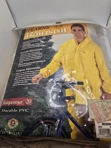 Vintage 90s Stearns Rainjammer 20 Yellow PVC Rain Suit Medium NIP Oshman’s - Picture 1 of 5
