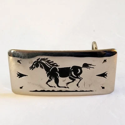 Chambers Belt Co Running Horse Belt Buckle Metal  Made In USA - VINTAGE - Image 1 of 4