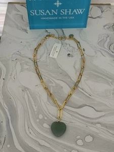 Susan Shaw Jade Herz Halskette, Neu mit Etikett  - Bild 1 von 7