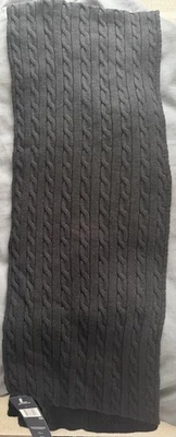 Tommy Hilfiger Mujer Negro Cable Tejido Invierno Bufanda Logo NUEVO Foto 1 de 2