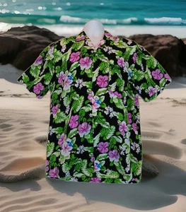 Tropical Hawaiano Para Hombres Mediano Colorido Floral con Botón Colibríes ¡NUEVO CON ETIQUETAS! - Imagen 1 de 9