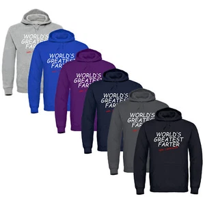 Men's Crew Neck 'Greatest Farter' Hooded Sweatshirt Top Fathers Day Gift Hoodie - Picture 1 of 11