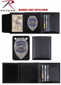 Portafoglio trifold guardia di sicurezza polizia distintivo scudo ID pelle nera Rothco 1134 - Foto 1 di 8