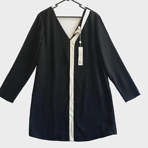SHILLA The Label Eternal L/s Contrast Shirt Dress -Sz L (12+) Black-White Trim - Bild 1 von 9