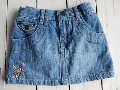 Falda Denim OshKosh 18M Genuina Niños Bordada Floral Cintura Elástica Foto 1 de 4