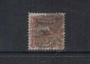 USA 1869 2 CENT POST RIDER VFU WELL CENTERED PREMIUM COPY 2 SCANS - Picture 1 of 2
