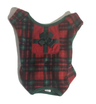 Camiseta polar roja/verde con lazo verde talla S ropa para perro Foto 1 de 2