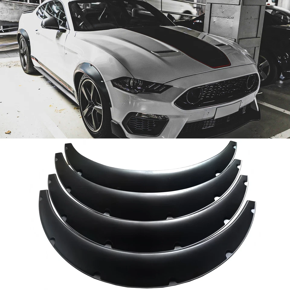4PC Car Fender Flares Extra Wide Body Kit Wheel Arches Mudguard For Ford Mustang - Imagem 1 de 4