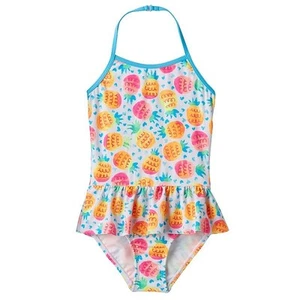 SO Girls' Pineapple Print Ruffle Skirt One-Piece Swimsuit Girl Size 4 NEW - Picture 1 of 1