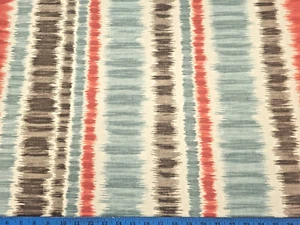 Waverly MERSON TUSCAN Cotton Blue Red Stripe Print Drapery Uph Fabric - Picture 1 of 4