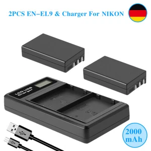 2× EN-EL9 Akku Für Nikon EN-EL9A D3000 D5000 D40 D40C D60 DSLR + Dual Ladegerät - Bild 1 von 12