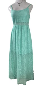 BAILY BLUE Mint Green Colored Lace Maxi Dress Size XL Lined Skirt Stretch NWT - Picture 1 of 10