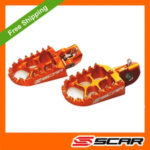 FOOTPEGS EVO KTM 125 150 250 300 350 450 500 EXC EXCF 17-22 2022 ORANGE SCAR - Picture 1 of 2