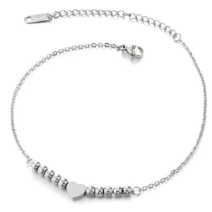 FLORAY HERZ FUßKETTCHEN SILBER KETTE EDELSTAHL FUß SCHMUCK KUGEL FUßKETTE - Bild 1 von 5