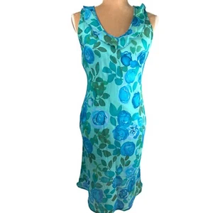Y2K 90s Midi Dress Vtg My Michelle Blue Floral Ruffle Fairy Easter Sz 9/10 - Picture 1 of 11