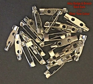 50 - 20mm x 5mm BADGE or BROOCH BACK BAR CLASPS ~ SILVER TONE COLOUR ~ ALLOY - Picture 1 of 2