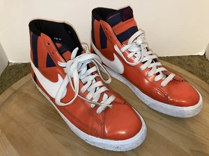 ⭐️ VTG Nike Blazer Size 10 Hi Top Orange Blue White Astros Nicks Mets Sneakers - Picture 1 of 9