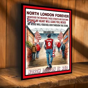 Personalised Arsenal Football Fan Watercolour Stadium Metal Wall Sign SFS02 - Picture 1 of 7