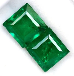 9,58 kt Smaragd Farbe Doublet Quadratschliff Paar 10 mm grüner Farbton loser Edelstein - Bild 1 von 3