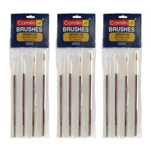 Set of 4 (Pack of 3) Total 12 Camlin Paint Brush Synthetic Gold Round Brush Fun - Picture 1 of 2