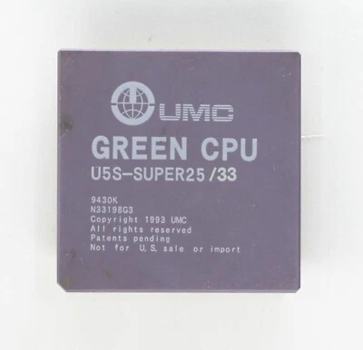 80486 Processor - UMC GREEN CPU U5S-SUPER25/33 - RARE - TESTED - Image 1 of 2