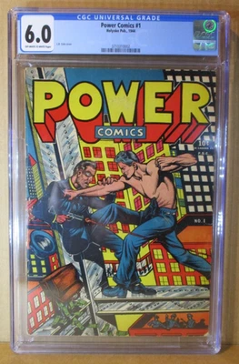 Power Comics 1 CGC 6.0 OW/W 1944 Classic L.B. Cole Holyoke Publ. Key Golden-Age! - Image 1 of 4