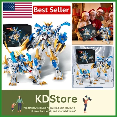 2-in-1 Mech & Tiger Building Blocks Set, Transforming Robot Toys for Kids - Image 1 of 4