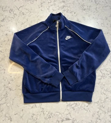 Suéter para mujer Nike azul terciopelo cremallera completa talla pequeña Foto 1 de 4